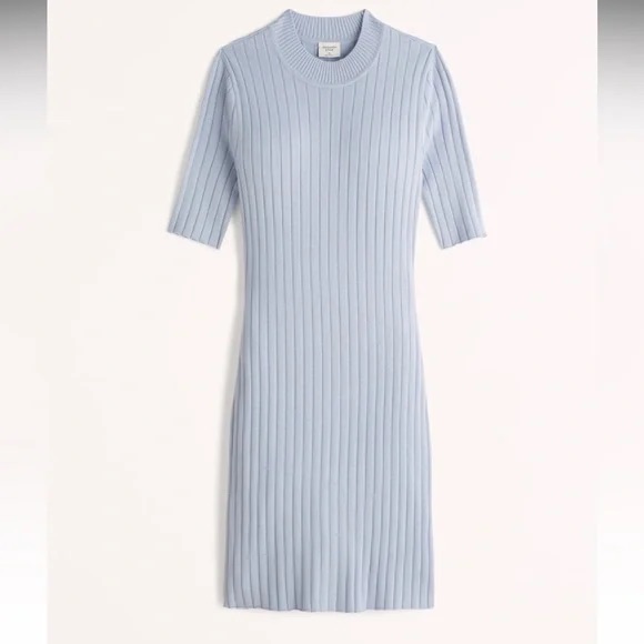 Abercrombie Mockneck Mini Sweater Dress Light Blue Size M (Tall)